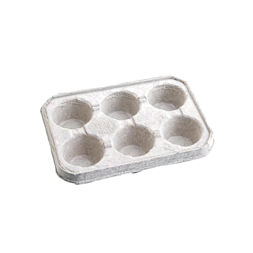 Molded pulp tray, 6 cavity