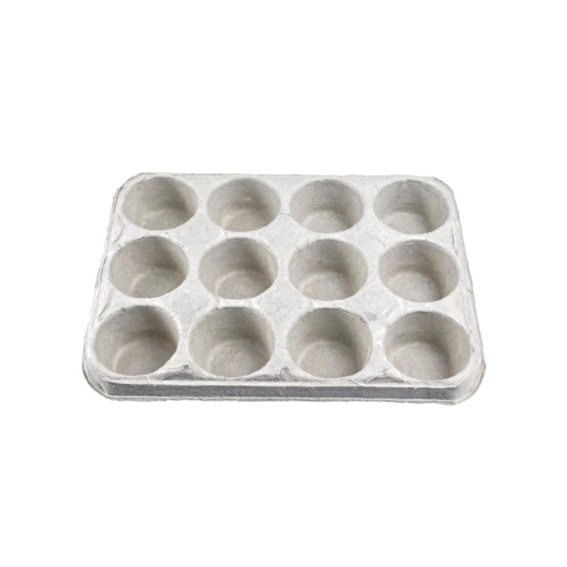 Molded pulp tray, 12 cavity